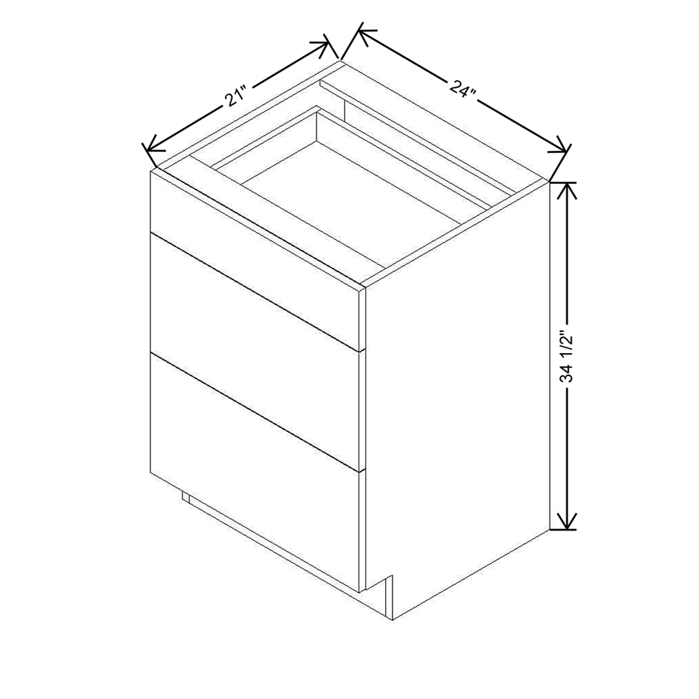 Modernform Cabinet Matte White 24" W X 34 1/2" H X 21" D Vanity Base with 3 Drawers